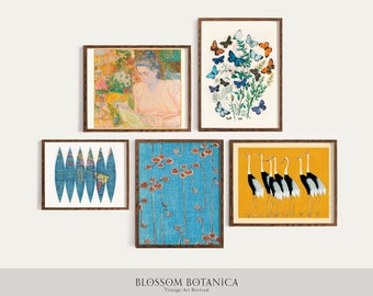 Vintage Art Gallery Wall, Art from 1600s, 1700s, and 1800s, William Forsell Kirby, Jan Toorop, Watanabe Seitei, Ogata Korin, Japanese