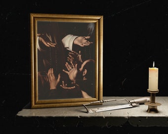 Caravaggio Hands, Halloween Art, Scary Art, Madonna and Jesus Detail, Painting Detail, Michelangelo Caravaggio, Witchy Art, Dark Art, Giclee
