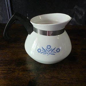 Vintage CorningWare blå blåklint 3-koppars tekanna P-103 (utan lock)