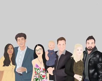 Custom digital illustration | Personalised portrait | Valentines | People and pets | Gift, original, made from photo, family, love | Couple