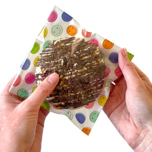 Cellofaan koekjeszakjes 100 stuks regenboog smileygezichten 5 x 5 inch plastic zelfklevend bruiloft klassieke traktatie snoep Goody cadeau geven BR Market