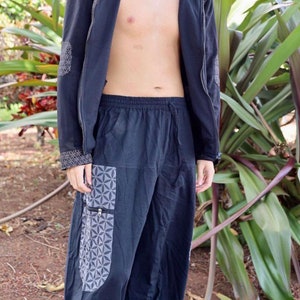 Men&#39;s Flower of Life Drop Crotch Pants