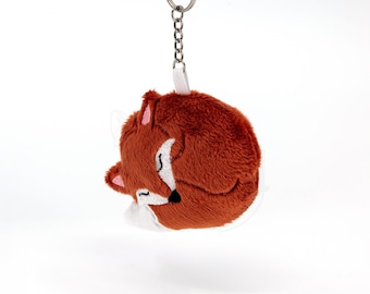 Sleeping Fox Plush Keychain, Soft Handmade Bag Charm