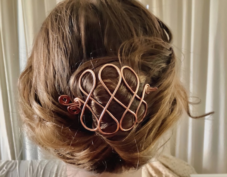 hair clip copper hair cage hair pin hair stick copper looped hair accessory copper wire hair barrette Metal hair slide