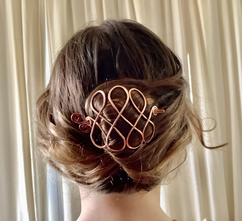 hair clip copper hair cage hair pin hair stick copper looped hair accessory copper wire hair barrette Metal hair slide
