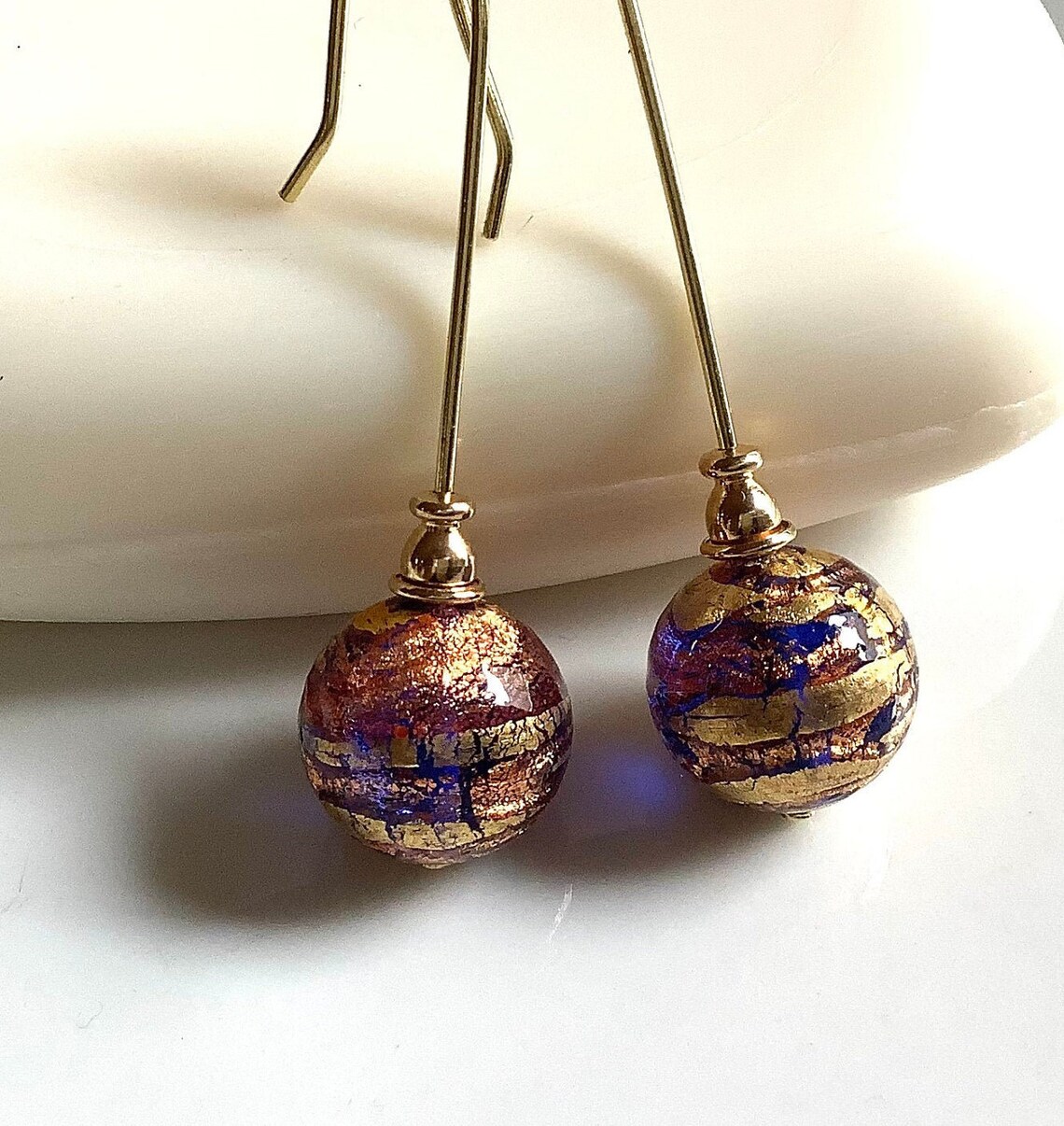 Genuine Murano glass earrings gold earrings glass Etsy