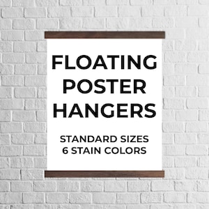Floating magnetic wood poster hanger - magnetic frame for canvas prints with no string