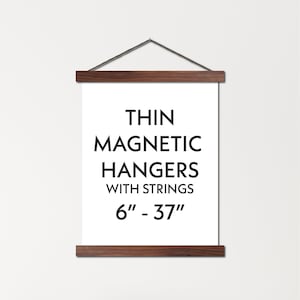 Ganci magnetici sottili - Con corda - Gancio per poster in legno - Cornice magnetica per stampe, foto, tessuti sottili, tele, arazzi