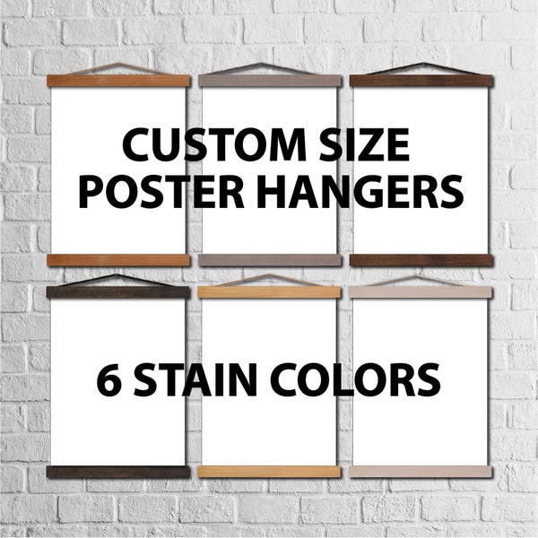 Magnetic wood poster hanger - magnetic frame for canvas prints with string