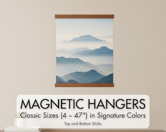 Magnetic Wood Poster Hanger – Magnetic Frame for Canvas Prints With String