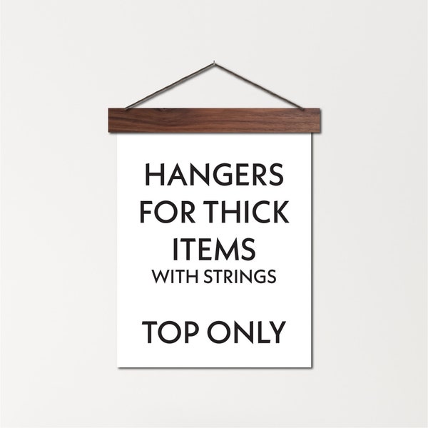 Top only - non-magnetic wood poster hanger with string - frame with screws for thick items - tapestries, rugs, quilts, diamond art, etc.