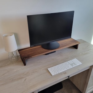 Wooden Desktop Monitor Riser and Desk Organizer for Computer and Laptop Stand Wood afbeelding 4