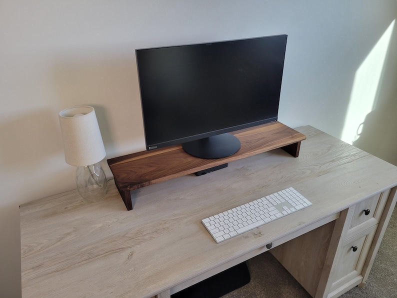 Wooden Desktop Monitor Riser and Desk Organizer for Computer and Laptop Stand Wood afbeelding 4