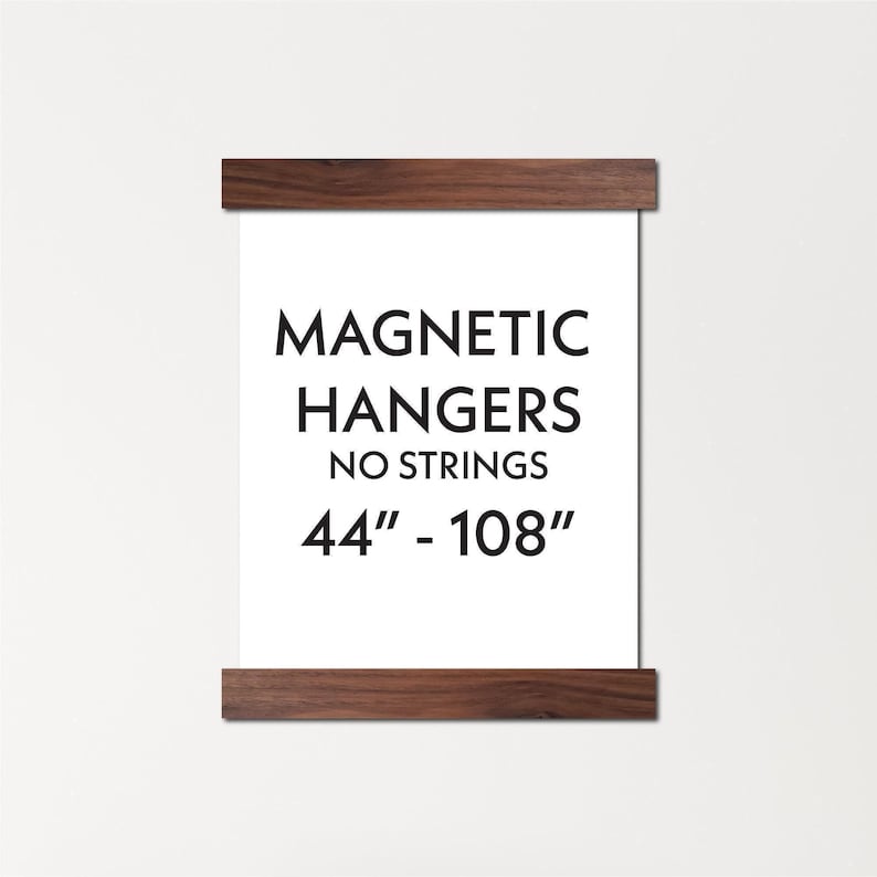 75 inch magnetic wood poster hanger - dark walnut w/ string