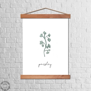 Parsley botanical wall art -  magnetic wood poster hanger - magnetic frame for canvas prints