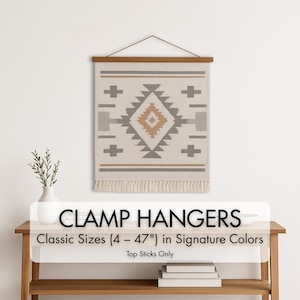 Top only - non-magnetic wood poster hanger without string - frame with screws for thick items - tapestries, rugs, quilts, diamond art, etc