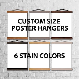 Magnetic wood poster hanger - magnetic frame for canvas prints with string