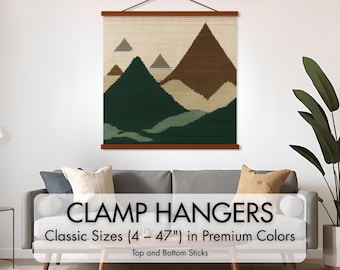 Classic Premium Clamp Art Hanger – Top + Bottom | Solid Wood Frame for Posters & Textiles
