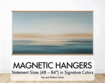 Statement Signature Magnetic Art Hanger – Top + Bottom | Long Wood Frame for Large Artwork