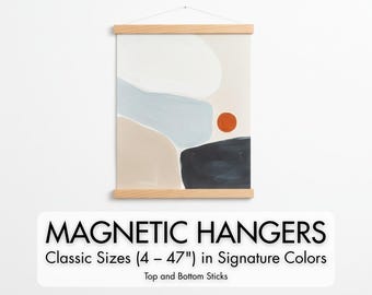 Magnetic wood poster hanger - magnetic frame for canvas prints