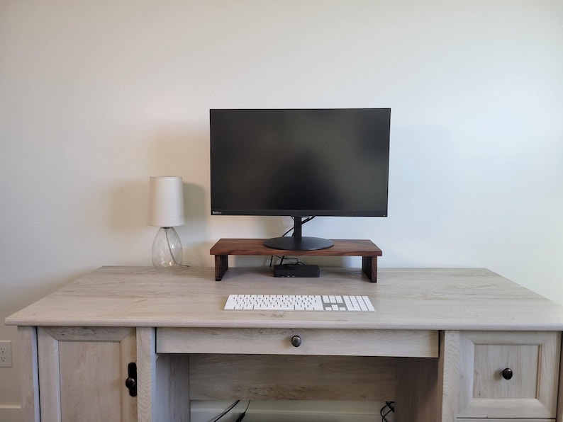 Wooden Desktop Monitor Riser and Desk Organizer for Computer and Laptop Stand Wood afbeelding 6