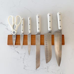 Hardwood Knife Magnet Holder: Wall Mounted Kitchen Storage