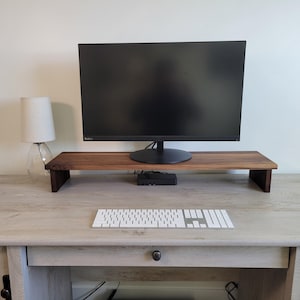 Wooden Desktop Monitor Riser and Desk Organizer for Computer and Laptop Stand Wood