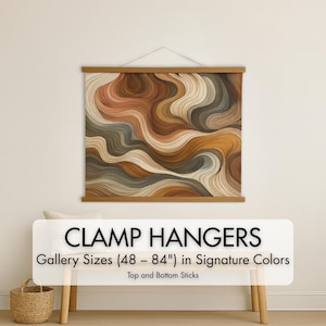 Non-magnetic floating wood poster hanger - frame with screws for thick items - tapestries, rugs, quilts, diamond art, etc. - no string