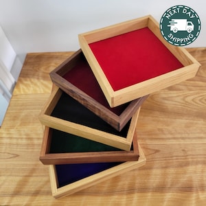 DND Dice Tray Box - Wood Dice Rolling Tray - Velvet Bottom - Large Selection of Wood and  Velvet Combinations - Works for RPG, Yahtzee, etc.