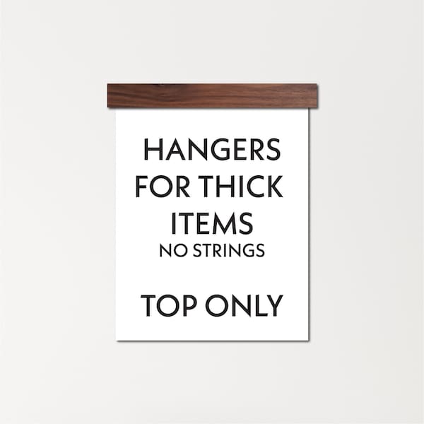 Top only - non-magnetic wood poster hanger without string - frame with screws for thick items - tapestries, rugs, quilts, diamond art, etc