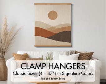 Classic Signature Clamp Art Hanger – Top + Bottom | Wooden Poster Frame for Heavy Artwork