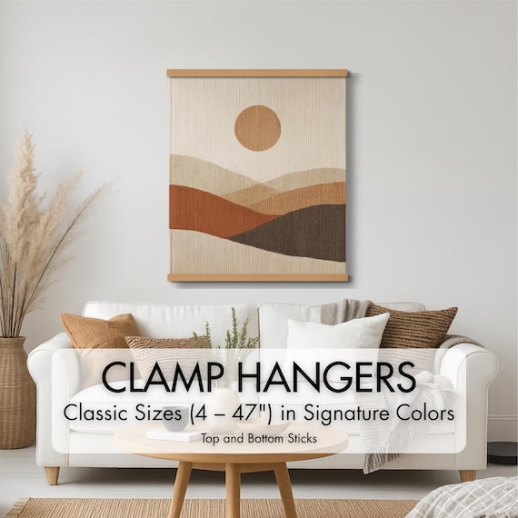Classic Signature Clamp Art Hanger – Top + Bottom | Wooden Poster Frame for Heavy Artwork