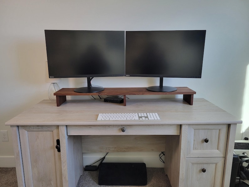 Wooden Desktop Monitor Riser and Desk Organizer for Computer and Laptop Stand Wood afbeelding 5
