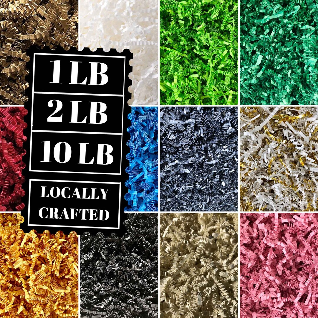 2LB Crinkle Paper Shred, Shredded Paper Filler, Recycled Cut Shreds