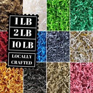 2LB Crinkle Paper Shred, Shredded Paper Filler, Recycled Cut Shreds, Bulk Eco Packaging for Gift Baskets, Boxes, Bags in Kraft & all Colors