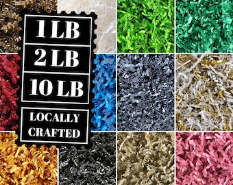 2LB Crinkle Paper Shred, Shredded Paper Filler, Recycled Cut Shreds, Bulk Eco Packaging for Gift Baskets, Boxes, Bags in Kraft & all Colors
