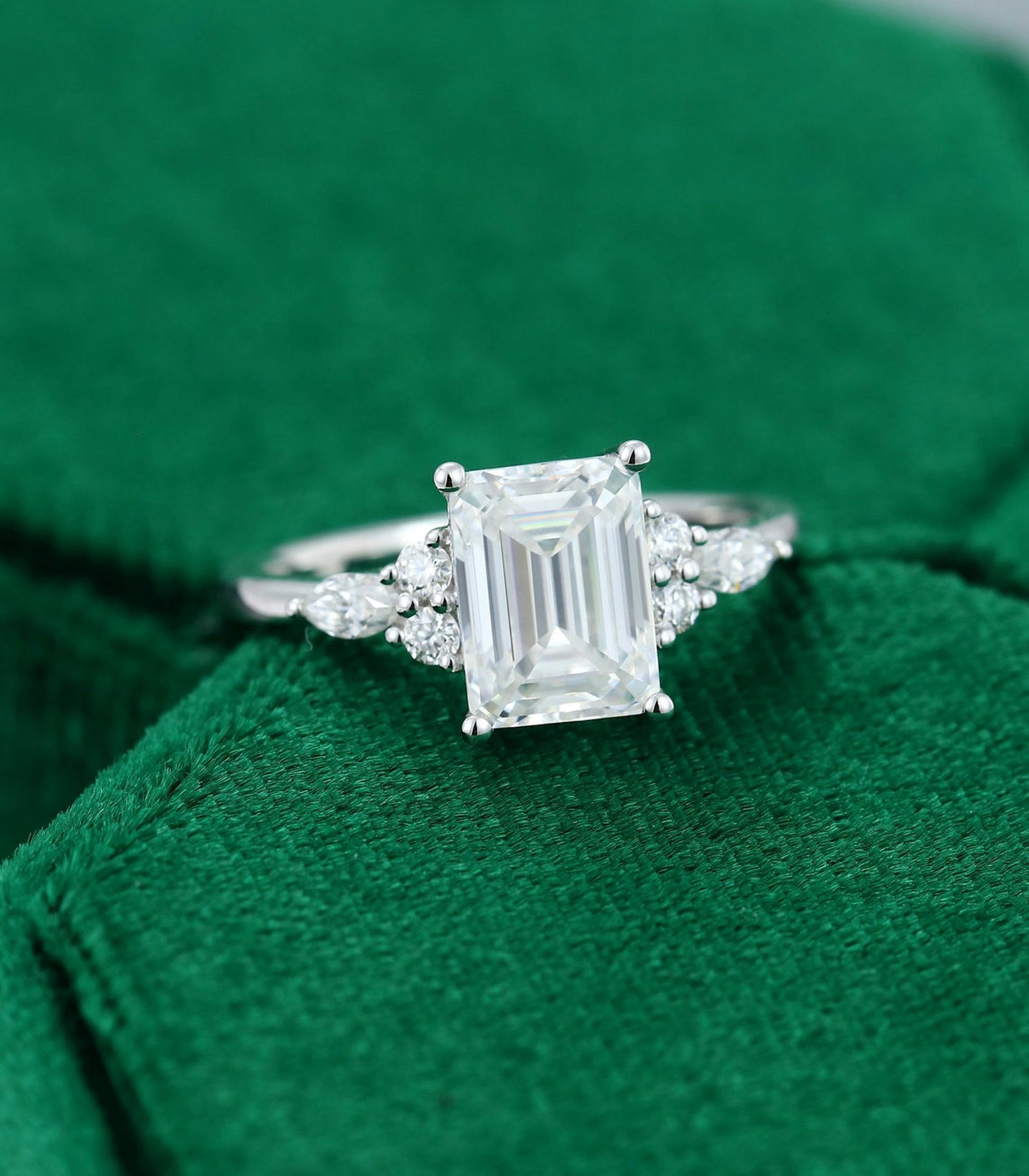 Vintage 1 CT Full White Emerald Cut Solitaire Genuine Diamond | Etsy