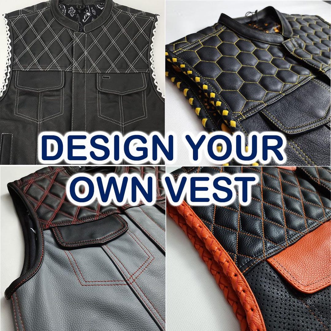 Custom Riding Vest Design Your Own Custom Buffalo Leather Motorcycle Vest, Custom Liner ...