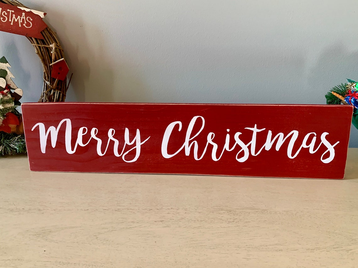 Merry Christmas Sign Wooden Sign Rustic Christmas Decor | Etsy