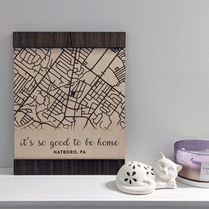 Custom Map of Your Address / Engraved Wood / Housewarming Gift / Realtor Closing Gift / Custom Wood Wall or Shelf Decor image 4