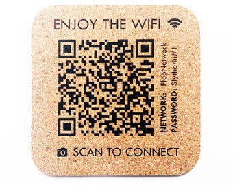 Wifi QR Code Cork Coasters / Guest House Coasters / AirBnB Superhost Coasters / Rental Beach House Decor