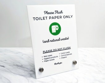 Toilet Rules - Acrylic 5x7" Tabletop Sign for Guest House, Airbnb, Vrbo, Short Term Rental, Cabin