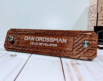 Laser Engraved Circuit Board Desk Name Plate: Tech Office Decor