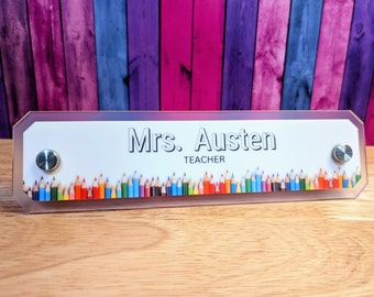 Teacher Desk Name Plate - 8.5x2.25" - Teacher Gifts Personalized, Custom Teacher Sign, Teacher Appreciation Gift, Teacher Gift, Art Teacher