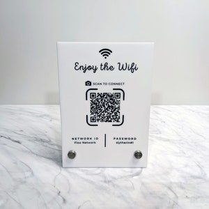 Wifi QR Code Acrylic Sign 5x7 Tabletop Sign for Airbnb Vacation Rental, Sign for Small Business, Salon, Restaurant, Shop image 3