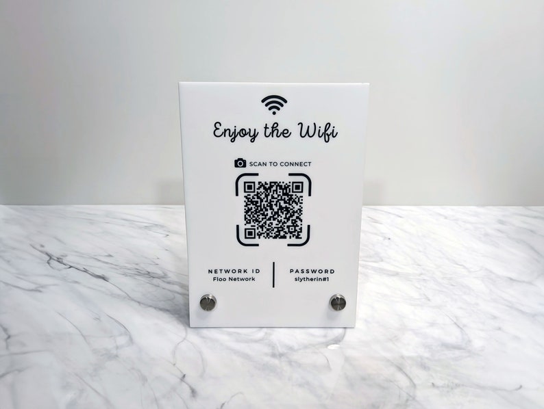 Wifi QR Code Acrylic Sign 5x7 Tabletop Sign for Airbnb Vacation Rental, Sign for Small Business, Salon, Restaurant, Shop image 3