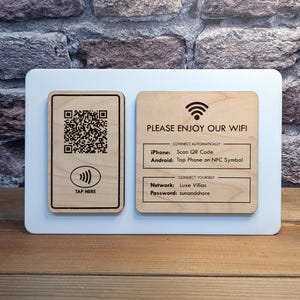 Wifi Get Connected Station - Large Wifi QR Code & NFC Tap to Connect Station Gets Your Guests Online Automatically