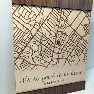 Custom Map of Your Address / Engraved Wood / Housewarming Gift / Realtor Closing Gift / Custom Wood Wall or Shelf Decor image 2