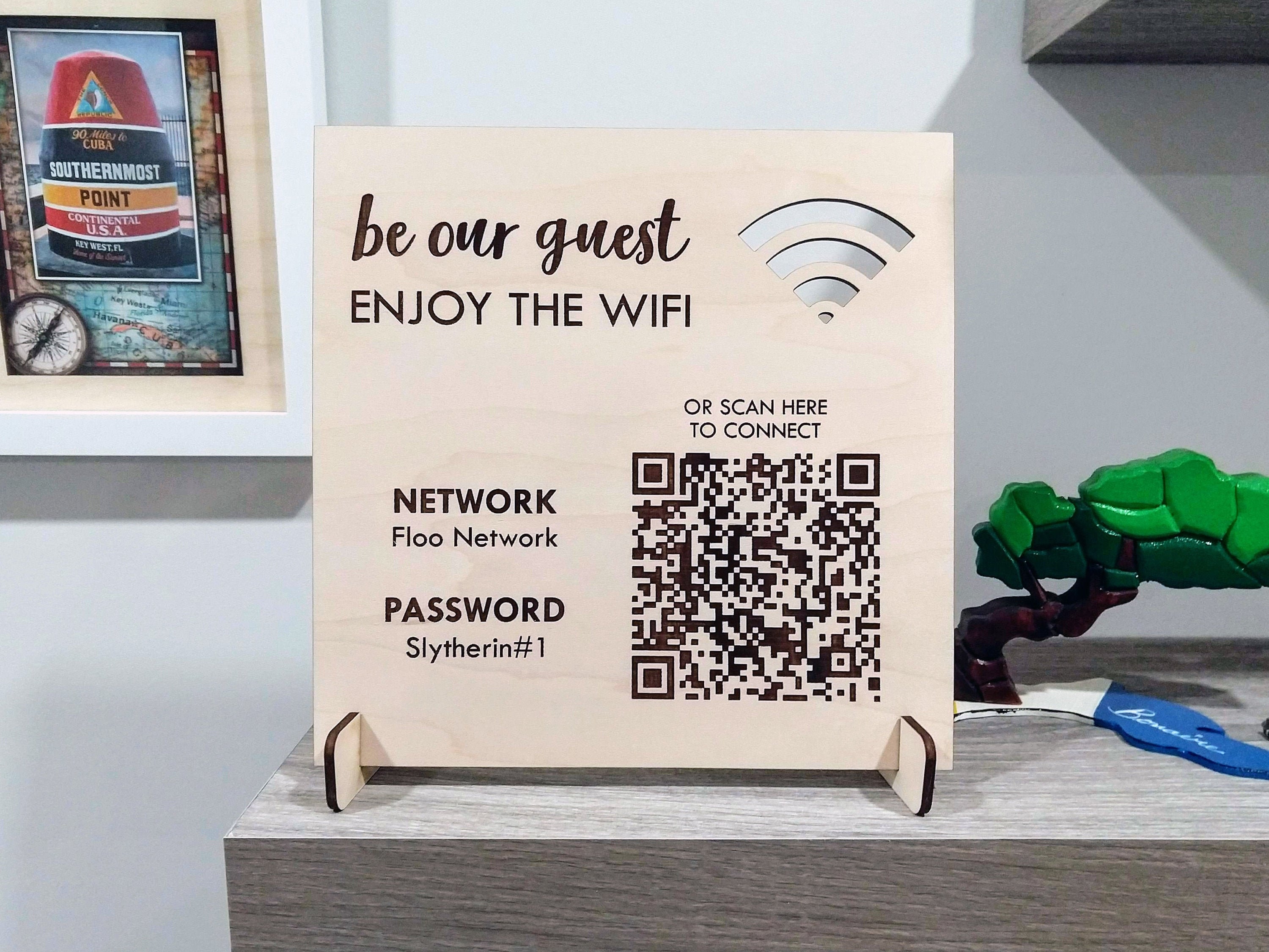 WOOD Wifi Password Sign / Personalized QR Code Wifi Network Etsy