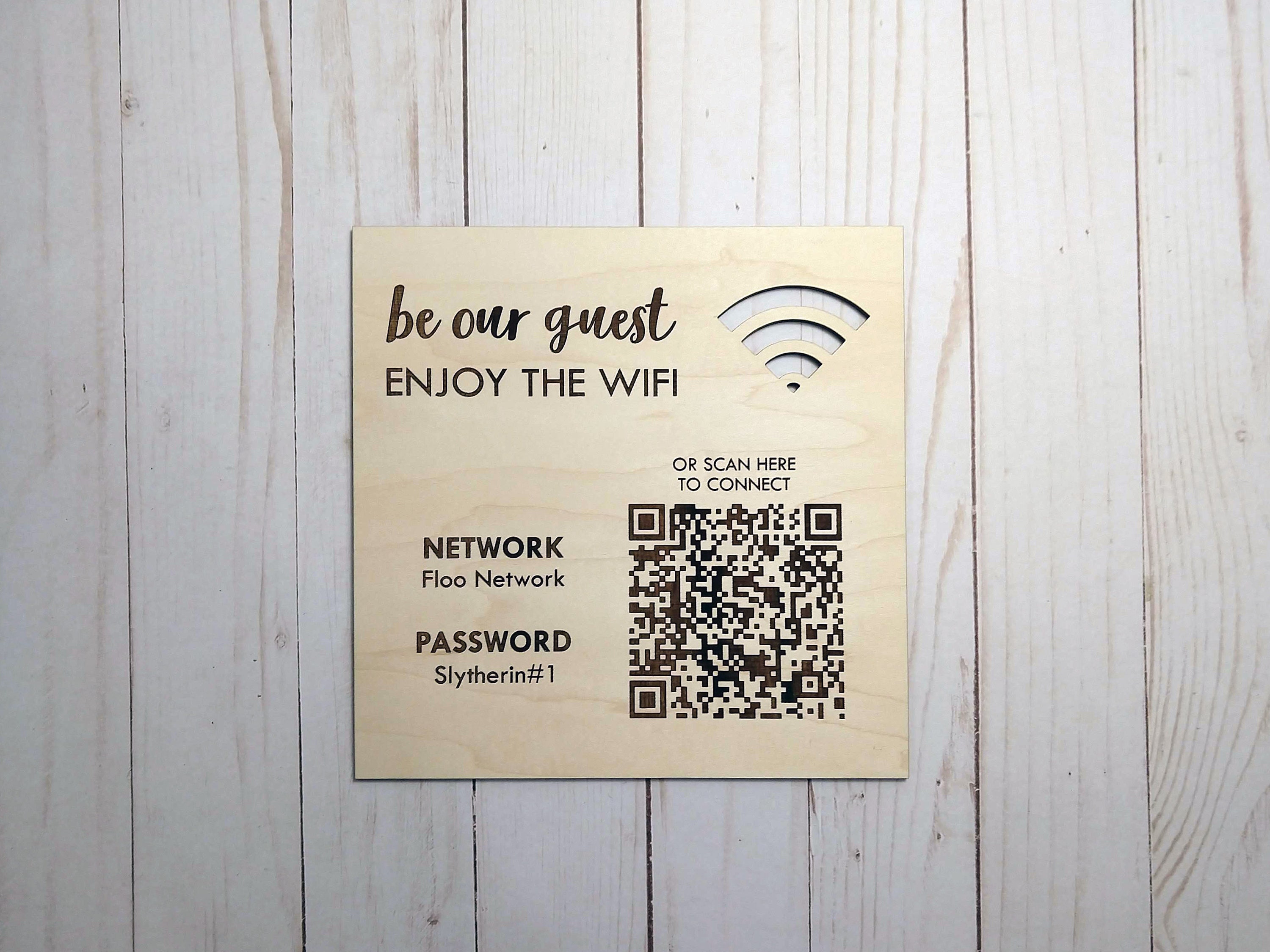 WOOD Wifi Password Sign / Personalized QR Code Wifi Network Etsy